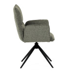 Židle jídelní, zelená látka, 360° vratný mechanismus, černý kov