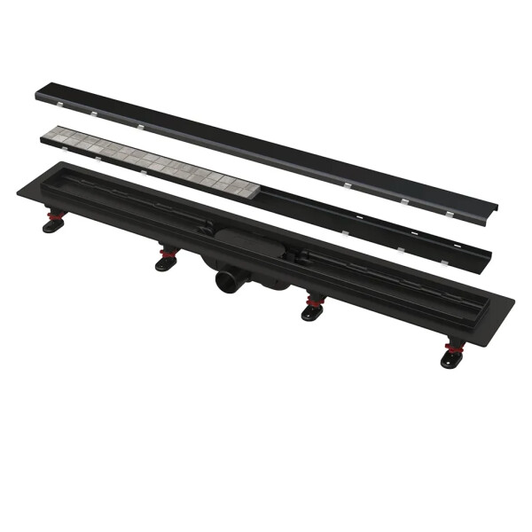 Alcadrain 1 - Alcadrain APZ19BLACK SIMPLE podlahový žlab 550 mm s oboustranným roštem černá-mat APZ19BLACK-550