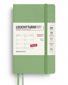 Týdenní plánovač Sage, Pocket A6 2027, Softcover, anglicky