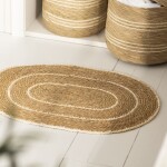 Ib Laursen Rohožka z mořské trávy Cream Stripes, přírodní barva, proutí