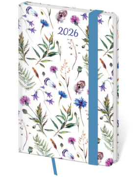 Týdenní diář 2026 Helma kapesní - Vario Wildflowers s gumičkou
