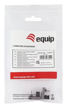 Equip 133477 černá/šedá / Adaptér USB-C / USB4 Gen 4 / 40 Gbit/s / PD 240W / lomený 180° / 2 ks (133477)