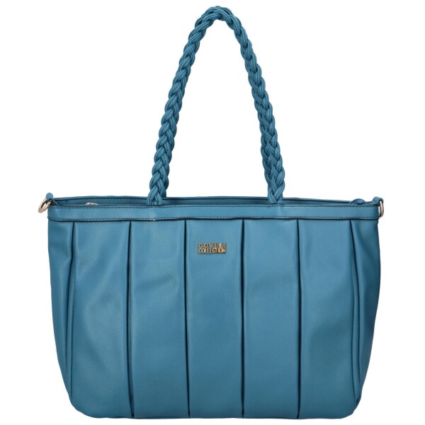 Dámská koženková kabelka přes rameno se stylovými záhyby Mila, modrá