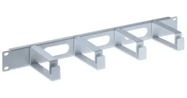 Intellinet 19" panel pro správu kabelů šedá / Organizér kabelů / 1U / 4 plastová oka (711067)