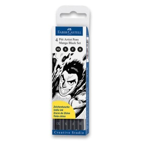 Faber-Castell Umělecký popisovač Pitt Artist Pen Manga Black sada 4 ks (XS S F B) - černé