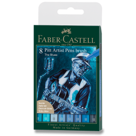Popisovač Faber-Castell Pitt Artist Pen Brush Blues sada 8 ks, hrot B