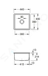 VILLEROY & BOCH - Subway 45 Keramický dřez 65x51 cm, excentrické ovládání, CeramicPlus, alpská bílá 331202R1