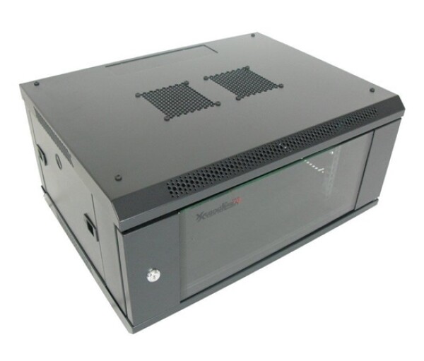 XtendLan 19" nástěnný rozvaděč 4U 600x450, nosnost 60 kg, skleněné dveře, svařovaný, černý EDF_10102663