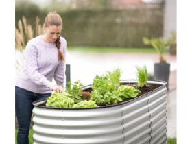 Kovový vyvýšený záhon – Grow Faster (d. 240 cm x š. 80 cm x v. 82 cm), stříbrný