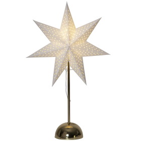STAR TRADING Svítící hvězda na stojánku Lottie Brass, bílá barva, zlatá barva, kov