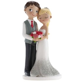 Dortisimo Dekora figurka Novomanželé s červeno-bílými růžemi 16 cm