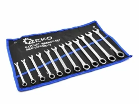 GEKO Klíče očkoploché ráčnové 8 - 19mm sada 12ks (G10343)