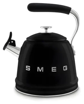 SMEG 50's Retro Style WKF01BL černá / Píšťalová konvice / 2,3 l / nerez / vhodná pro indukci (WKF01BL)
