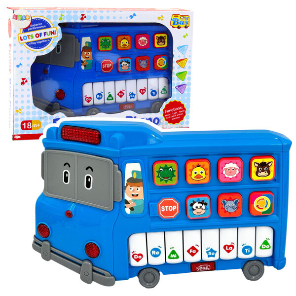 Mamido Vzdělávací elektrické piano Autobus pro batolata modré
