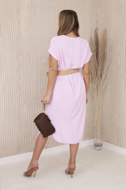 Šaty s ozdobným páskem cukrově růžová UNI