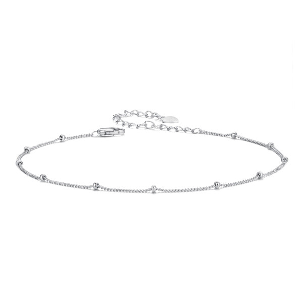 Elenys stříbrný pozlacený řetízek na nohu – jemné kuličky elegance 18K bílé zlato