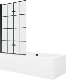MEXEN/S - Cube obdélníková vana 170 x 80 cm s panelem + vanová zástěna 100 cm, černá vzor 550517080X9210027077