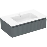 MEXEN/S - Rivel koupelnová skříňka 80 cm s umyvadlem Otis, 1 šuplík, reliéf , grafit mat/bílá mat 91A20-08023-1-BF66-W18M01