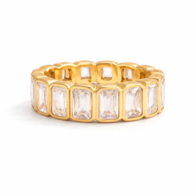 ELENYS Crystal Line – pozlacený prsten 18K žluté zlato Velikost: 8 (EU: 57-58)