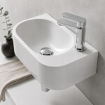 CERANO - Umývátko keramické Nela - závěsné pravé - bílá lesklá - 42x21,5 CER-680373