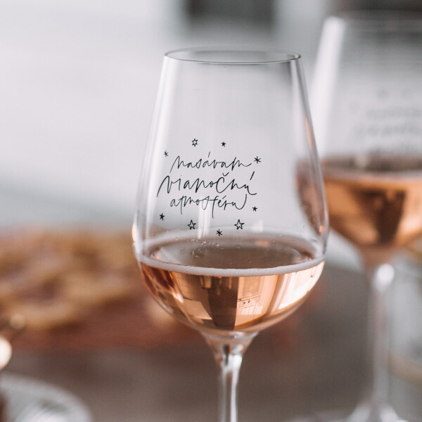 Bella Rose Sklenice na víno Nasávam vianočnú atmosféru – SK, čirá barva, sklo, 350 ml