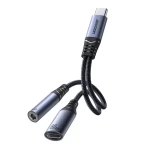 Joyroom SY-C02 Audio adaptér 2 v 1 USB-C - USB-C / 3.5 mm jack černá (6956116773861)