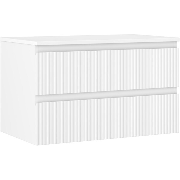 MEXEN/S - Rivel koupelnová skříňka pod umyvadlo 80 cm s deskou, 2 zásuvky, reliéf , bílá mat 91A20-08047-2-BFFC01