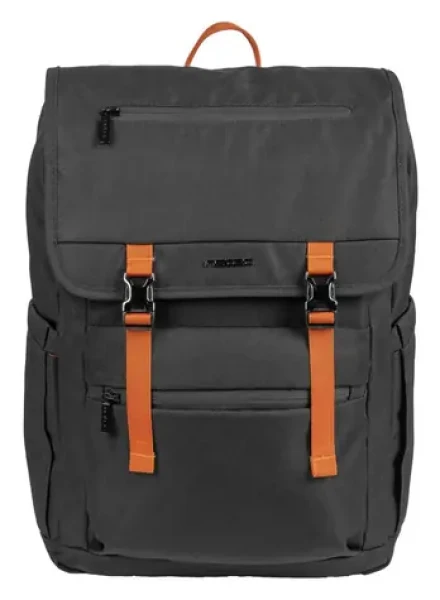 Natec NIALA černá, oranžový vnitřek / Batoh na notebook / 15,6" / 18 l / recyklovaný polyester (NTO-2240)