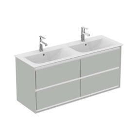 IDEAL STANDARD - Connect Air Skříňka pod dvojumyvadlo 120 cm, lesklá světle šedá/matný bílý lak E0822EQ