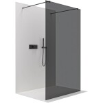 CERANO Sprchová zástěna Walk-in Onyx Duo L/P - 10 mm - hranatá vzpěra - černá matná, grafitové sklo - 100x200 cm
