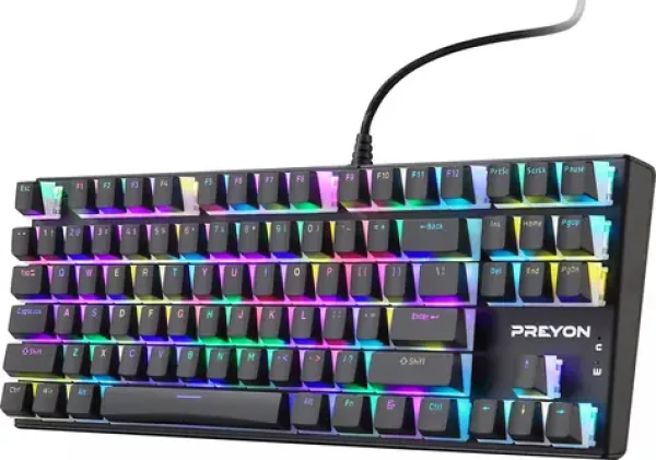 PREYON Brown Blitz Claw černá / herní klávesnice / mechanická / spínače Gateron Brown / TKL / RGB / USB (PBRBC87B)