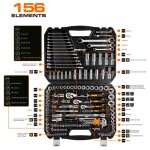 NEO TOOLS 10-072 / Sada nástrčných hlavic / chrom-vanadiová ocel / kufřík (10-072)