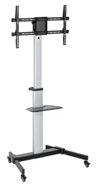 Sbox FS-444 černo-stříbrná / Podlahový držák pro TV / 37-86" / VESA 200x200-600x400 / do 50 kg / náklon (FS-444)