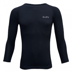 Funkční triko MERINO černé, dlouhý rukáv, a malým nápisem "Blue Fly" unisex L - černé