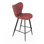 Židle barová, červená látka, černá podnož