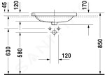 DURAVIT - DuraStyle Umyvadlo nábytkové 615x495 mm, s 1 otvorem pro baterii, s WonderGliss, bílá 03746200001