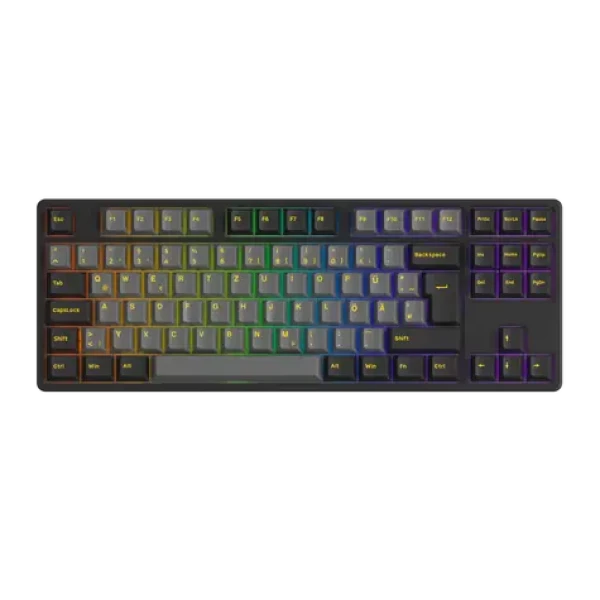 AKKO 5087S zlatá/černá / herní klávesnice / RGB – Akko V3 Pro Switches / ISO DE / USB-C / Bluetooth (6978414650200)
