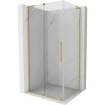 MEXEN/S - Velar L sprchový kout, posuvné dveře 120 x 100, transparent, zlato kartáčovaná 871-120-100-03-55