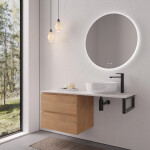 CERANO - Koupelnová skříňka Carole - dub medový + deska pod umyvadlo z lit. mramoru Elanys - 12 mm + konzole černá - 120x46x49,2 CER-679317