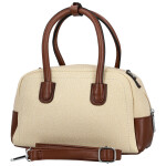 Módní dámská koženková kabelka do ruky Leora, krémová-hnědá