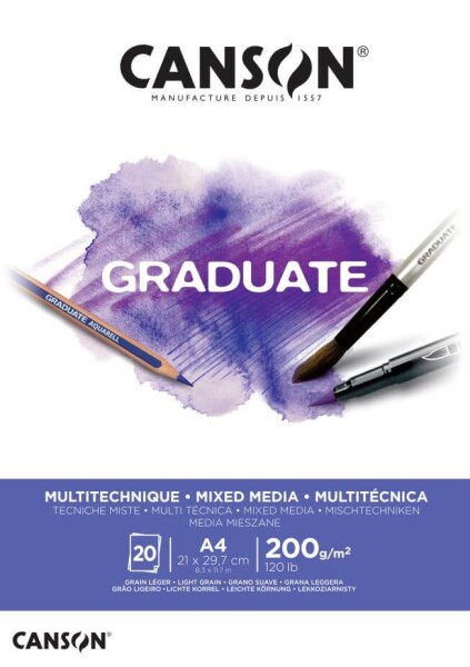 Canson Graduate Mix-Med skicák lepený A4 20 listů 200g bílý