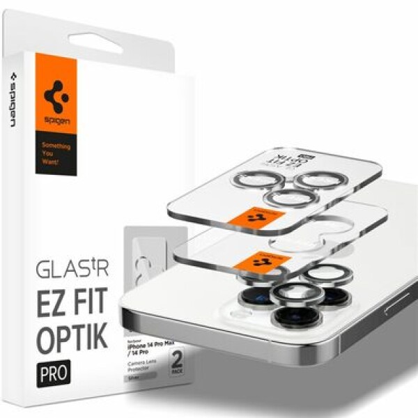 Spigen Glass EZ Fit Optik Pro ochranné sklo na fotoaparát pro Apple iPhone 14 Pro/iPhone 14 Pro Max 2ks stříbrná (AGL05599)