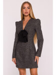 M869 Tweed šaty s výstřihem do V - černé EU XXL