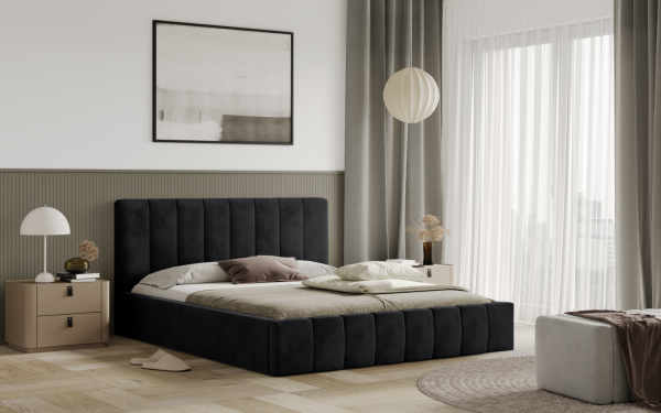 FRONTI Postel RIMINI 160x200 černá s úložným prostorem