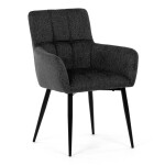 Židle jídelní, tmavě šedá látka, černý kov