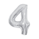 Balónek fóliový 85 cm stříbrný číslo 4 - Albi