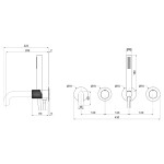 SAPHO - ULTRATAP podomítková vanová baterie s hubicí a ruční sprchou, 2 výstupy, černá mat/chrom UT093TBC