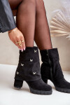 Zdobené boty s ohrnutým svrškem na podpatku černé Esadora 39