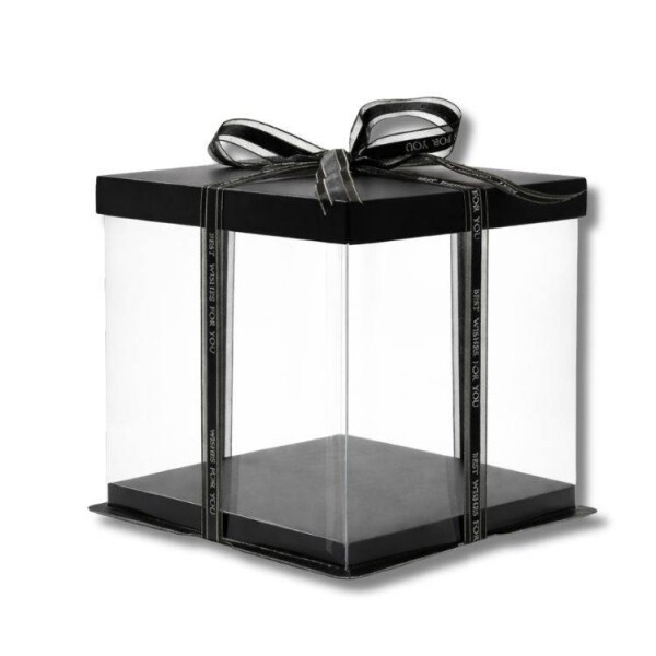 Cake Star Cake Star Plastový hranatý box na dorty bez stuhy 4Cake černý (30 x 30 x 35 cm)