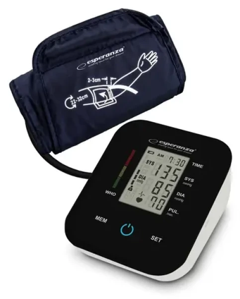 Esperanza ECB006 černá / Pažní tlakoměr / poloautomatický / manžeta 22–32 cm / 2×99 záznamů / USB-C (ECB006)